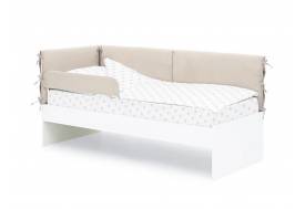 Детская мягкая кровать Denvas с бортиком холодный бежевый