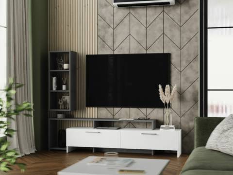 Тумба ТВ Лия графит/белый