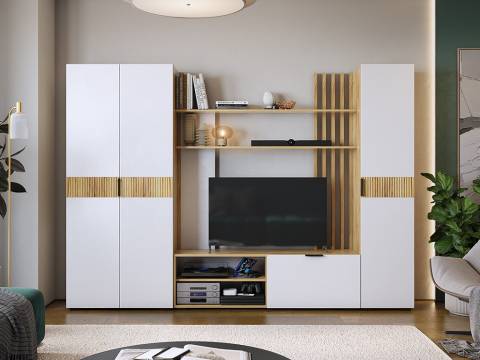 Гостиная Бери дуб крафт золотой/белое дерево