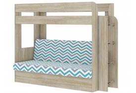 Кровать двухъярусная Карамель 75 сонома-бирюзовые зигзаги