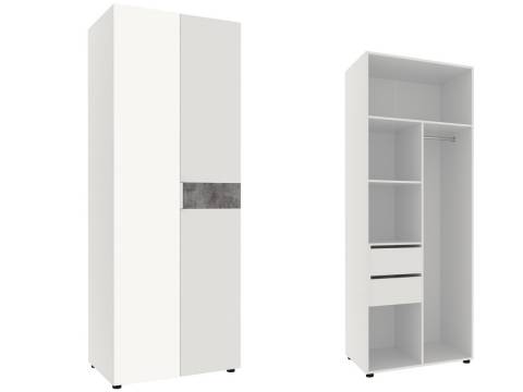 Шкаф двухдверный 800 Лотос с зеркалом Бетон серый