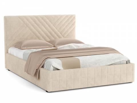 Кровать Гамма 1600 с основанием велюр тенерифе крем