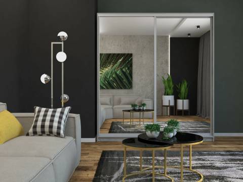 Шкаф-купе Юлия 2400 зеркало/зеркало серый