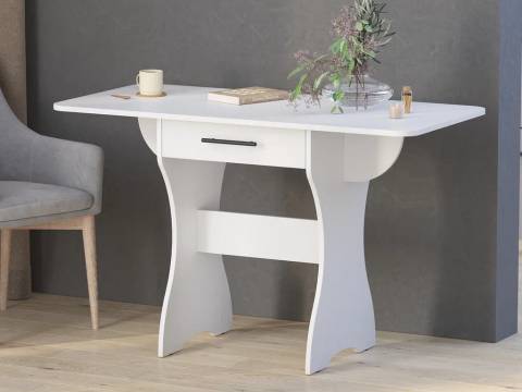 Стол обеденный раскладной с ящиком 6-02.120 Белый