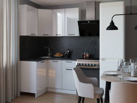 Кухонный гарнитур арт 11 Белый глянец 1200х1400 мм