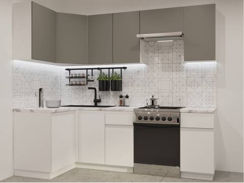 Кухонный гарнитур арт 34 Лайн Обсидиан Тальк 1200х2400 мм