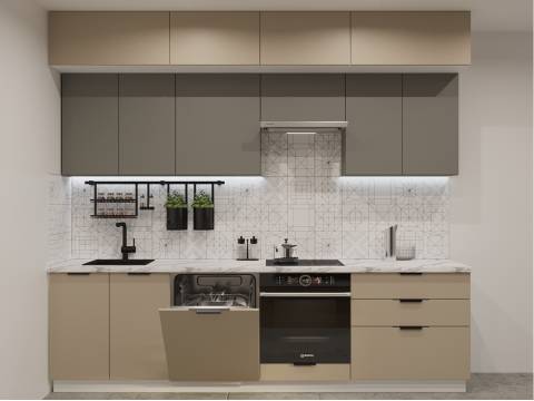 Кухонный гарнитур арт 16 Фаска Обсидиан Пикрит 2800 мм