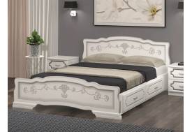 Кровать Карина-6 с 2-мя ящиками 1600 Белый жемчуг