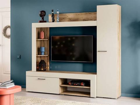 Гостиная Николь дуб крафт серый/софт айвори