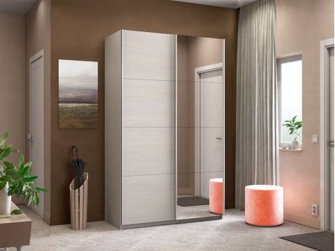 Шкаф-купе Прайм 2-х дверный 1200 Зеркало/ДСП Ясень Анкор Светлый