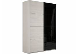 Шкаф-купе Прайм 2-х дверный 1400 ДСП/Стекло Черное Ясень Анкор Светлый