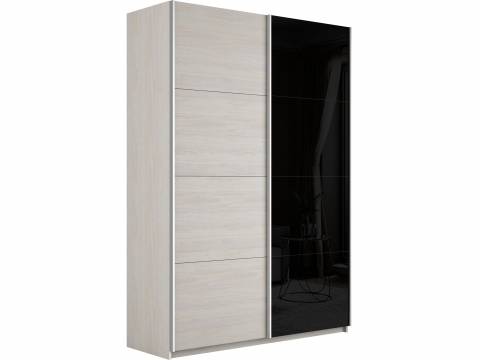 Шкаф-купе Прайм 2-х дверный 1600 ДСП/Стекло Черное Ясень Анкор Светлый
