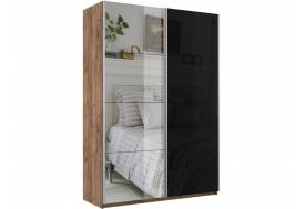 Шкаф-купе Прайм 2-х дверный 1200 Зеркало/Стекло Черное Крафт табачный