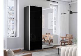 Шкаф-купе Прайм 2-х дверный 1600 Зеркало/Стекло Черное Серый Диамант