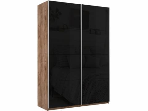 Шкаф-купе Прайм 2-х дверный 1200 Стекло Черное Крафт табачный