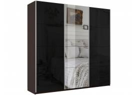 Шкаф-купе Прайм 3-х дверный 1800 два Стекла Черные/Зеркало Венге