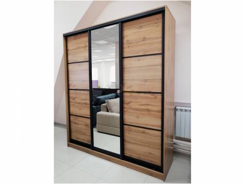 Шкаф купе трехдверный 2 глухие 1 зеркальная Дуб вотан 2700 мм