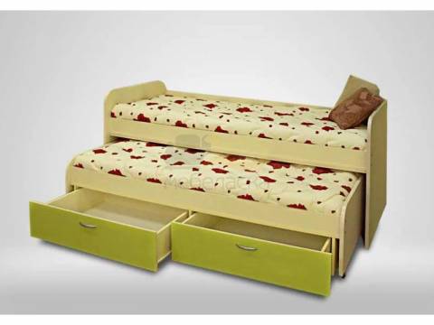 Кровать двухъярусная МС Антошка Дуб молочный/лайм