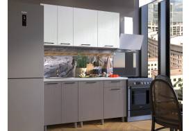 Кухня Хилтон 1600 МДФ Клен Белый/Клен Серый без столешницы