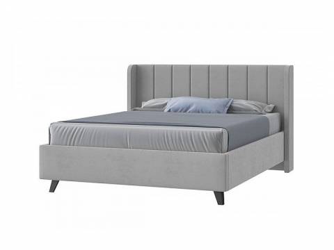 Кровать Виола с ПМ 1400х2000 мм микровелюр светло-серый