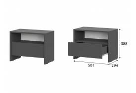 Тумба прикроватная Камелия 1 Графит серый