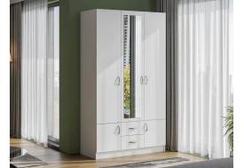 Шкаф Ронда ШК-3 с зеркалом белое дерево