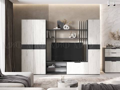 Гостиная модульная Роджина Дуб Крафт Белый, Графит