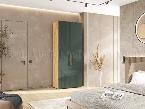 Шкаф 2-х створчатый (900) Ирис Браш Мени Грин, Дуб Крафт