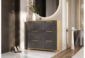 Обувница (1000) Ирис Браш Графит, Дуб Крафт