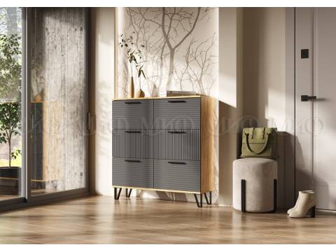 Обувница (1000) Флэш Браш Графит, Дуб Крафт