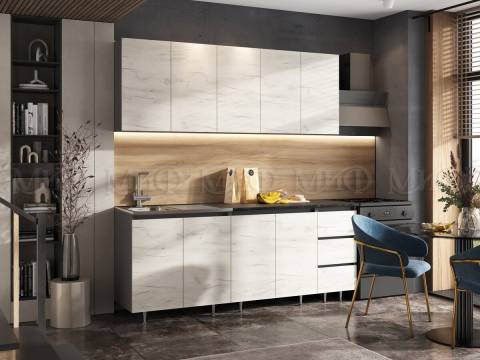 Кухонный гарнитур Челси 2000 мм Дуб Крафт Белый/Графит