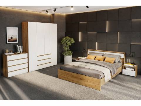 Спальня Некст 1 Дуб Золотой/Белый
