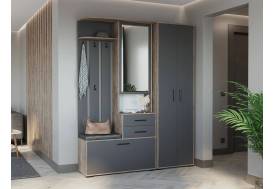 Прихожая Домино со шкафом Дуб Крафт Табачный, Графит