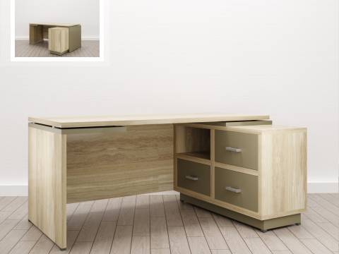 Стол для руководителя Дизайн Правый (Е-5) Eclectic eco Дуб рокпайл-Мокко