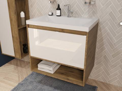 Тумба с раковиной Monaco Wood 700 1 ящик с нишей