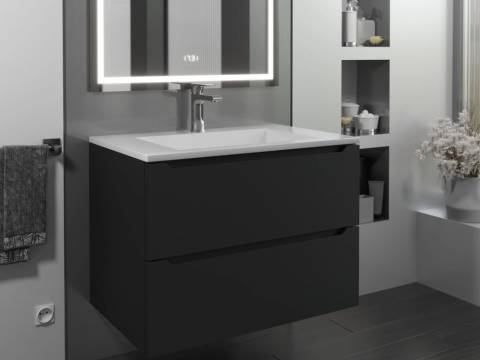 Тумба с раковиной Uperwood Tanos-Next черная матовая 70 см