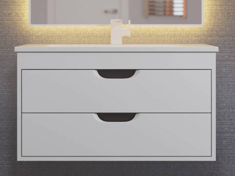 Тумба с раковиной Uperwood Modul матовая белая/графит 80 см