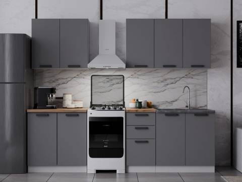 Кухня Фортуна 2000 мм Графит