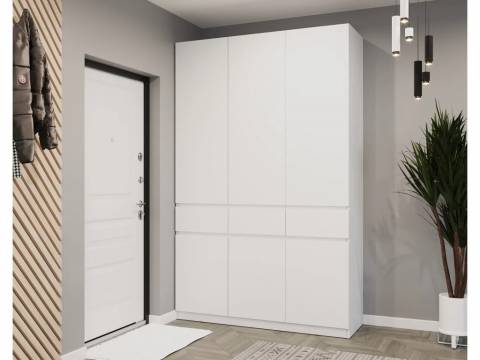 Шкаф распашной трехстворчатый Атлант Белый шагрень