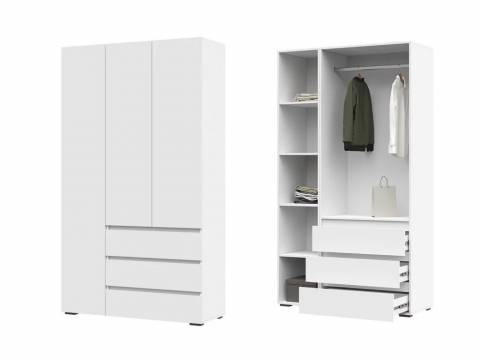 Шкаф с ящиками Хелен 3-х створчатый ШК 06 Белый шагрень