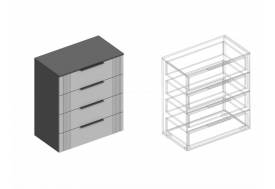 Комод Вита с 4 ящиками тёмно серый лофт