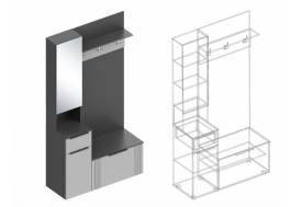 Прихожая Вита левая тёмно серый лофт