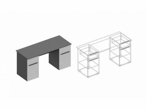 Стол письменный Вита 2-х тумбовый тёмно серый лофт