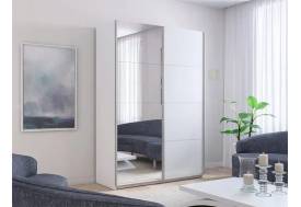 Шкаф-купе Прайм 1400 двухдверный с зеркалом белый снег