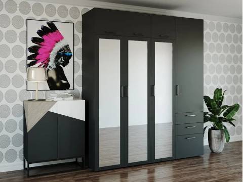 Распашной шкаф 1950А Антрацит Зеркало