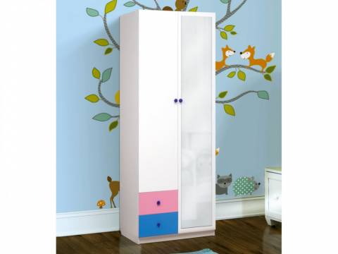 Шкаф 2-х дверный с ящиками и зеркалом Радуга