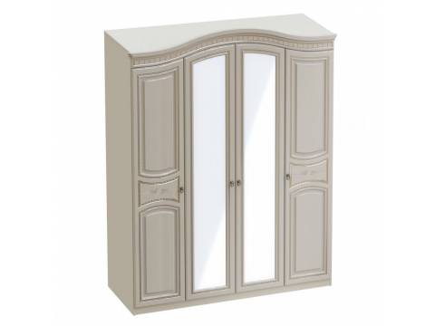 Шкаф 4-х дверный Николь Ясень жемчужный/Ваниль